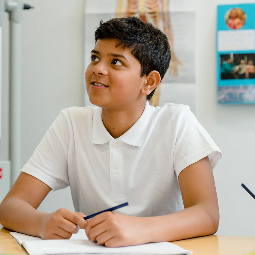 Primary school student in classroom