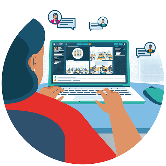 Teacher using ONVU Learning Video Lesson Capture solution to view multiple views of a classroom recording for CPD